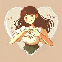 happy girl making heart with her hands , self love image photo