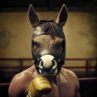 Boxer con un Burro cara en boxeo anillo imagen foto