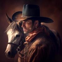 cowboy with their horse images photo