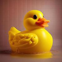 rubber duck walking on the water image photo