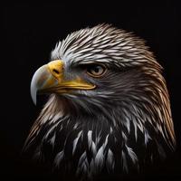 close up of eagle face image in black background photo