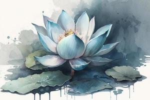 beautiful light blue Lotus watercolor photo
