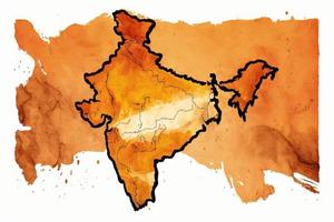 hermosa ligero naranja indio mapa acuarela foto