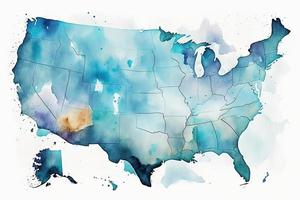 beautiful light blue usa map watercolor photo