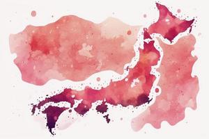 beautiful light Red Japan Map watercolor photo