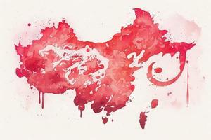 beautiful light Red Map watercolor photo