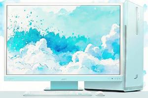 beautiful light blue computer pc watercolor photo