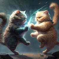 2 cats fight catjitsu style photo