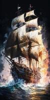 Massive Pirate Ship large splashes large transparent photo