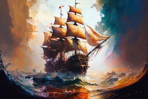 Massive Pirate Ship large splashes large transparent photo
