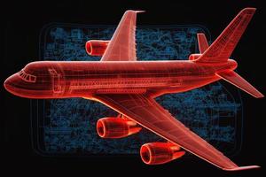 neón rojo avión modelo holograma Plano foto