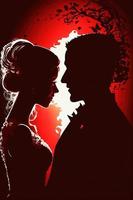 Wedding Couple Silhoutte sun lights red photo