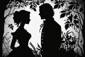 Wedding Couple Silhoutte black and white background photo