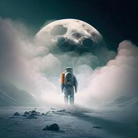 Man on moon concept illustration photo