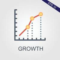 crecimiento ingresos crecimiento análisis crecimiento barras y cartas icono concepto vector
