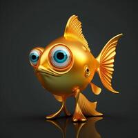 statue of golden fish with funny eyes photo
