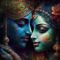 amor concepto Entre radha y Krishna imagen generativo ai foto