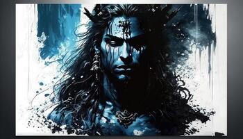 Lord Shiva Poster Mahadev Modern Art Shiva Paint generative AI photo