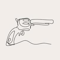 Minimalist Cowboy Gun Line Art, Outline Drawing vector