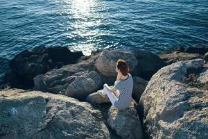 woman nature ocean walk landscape travel photo