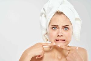 pretty woman naked shoulders skin care dermatology acne photo