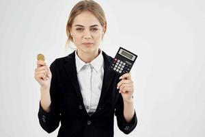 business woman virtual money cryptocurrency bitcoin finance photo