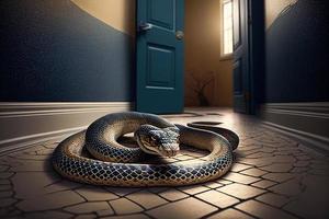 a snake crawled into the apartment AI photo