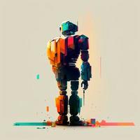 Technological robot minimalist style, gradient background. Digital illustration. AI photo