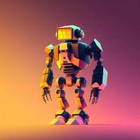 Technological robot minimalist style, gradient background. Digital illustration. AI photo