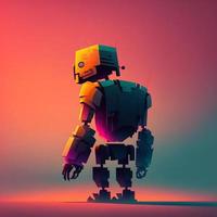 Technological robot minimalist style, gradient background. Digital illustration. AI photo