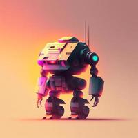 Technological robot minimalist style, gradient background. Digital illustration. AI photo