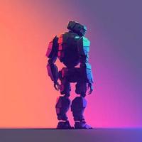 Technological robot minimalist style, gradient background. Digital illustration. AI photo