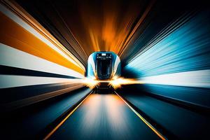 Abstract light lines of movement and speed. light ellipse. Galaxy Glint. Glowing podium. Space tunnel. Light everyday glowing effect. semi-circular wave, light trail curve swirl. Bright spiral AI photo