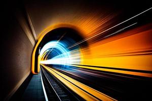 Abstract light lines of movement and speed. light ellipse. Galaxy Glint. Glowing podium. Space tunnel. Light everyday glowing effect. semi-circular wave, light trail curve swirl. Bright spiral AI photo