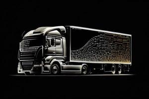 white box truck cargo delivery art isolated design  template. AI photo