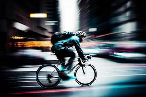 Cycling race stylized background, cyclist silhouette. Sport illustration.. AI photo