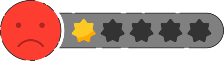 Emoji feedback icon with stars rating. png