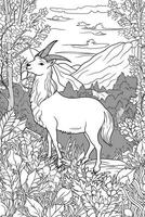 Cute deer coloring page for kids. Black and white. photo