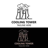 Nuclear Cooling Tower plant vector icon. Factory sign. Industry symbol. Simple isolated logo