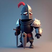 Medieval knight in armor, 3d, cute style. Digital illustration. AI photo