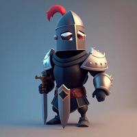 Medieval knight in armor, 3d, cute style. Digital illustration. AI photo