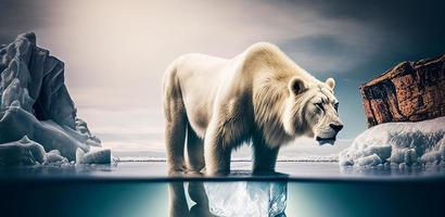 blue ice lion illustration art. AI photo
