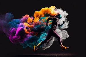 man colored smoke background illustration AI photo