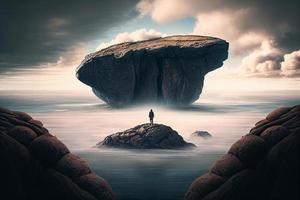 man in the clouds mountain AI photo