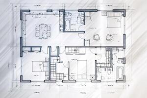 Architectural plan. Technical project of living room. photo