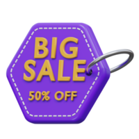 big sale 3d rendering icon illustration, png transparent background, shopping and retail