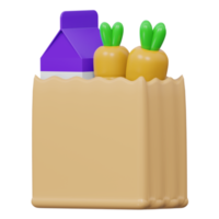 grocery shopping 3d rendering icon illustration, png transparent background, shopping and retail