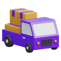 delivery truck 3d rendering icon illustration, png transparent background, shopping and retail