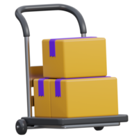 shipping cart 3d rendering icon illustration, png transparent background, shopping and retail