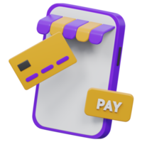 online payment 3d rendering icon illustration, png transparent background, shopping and retail